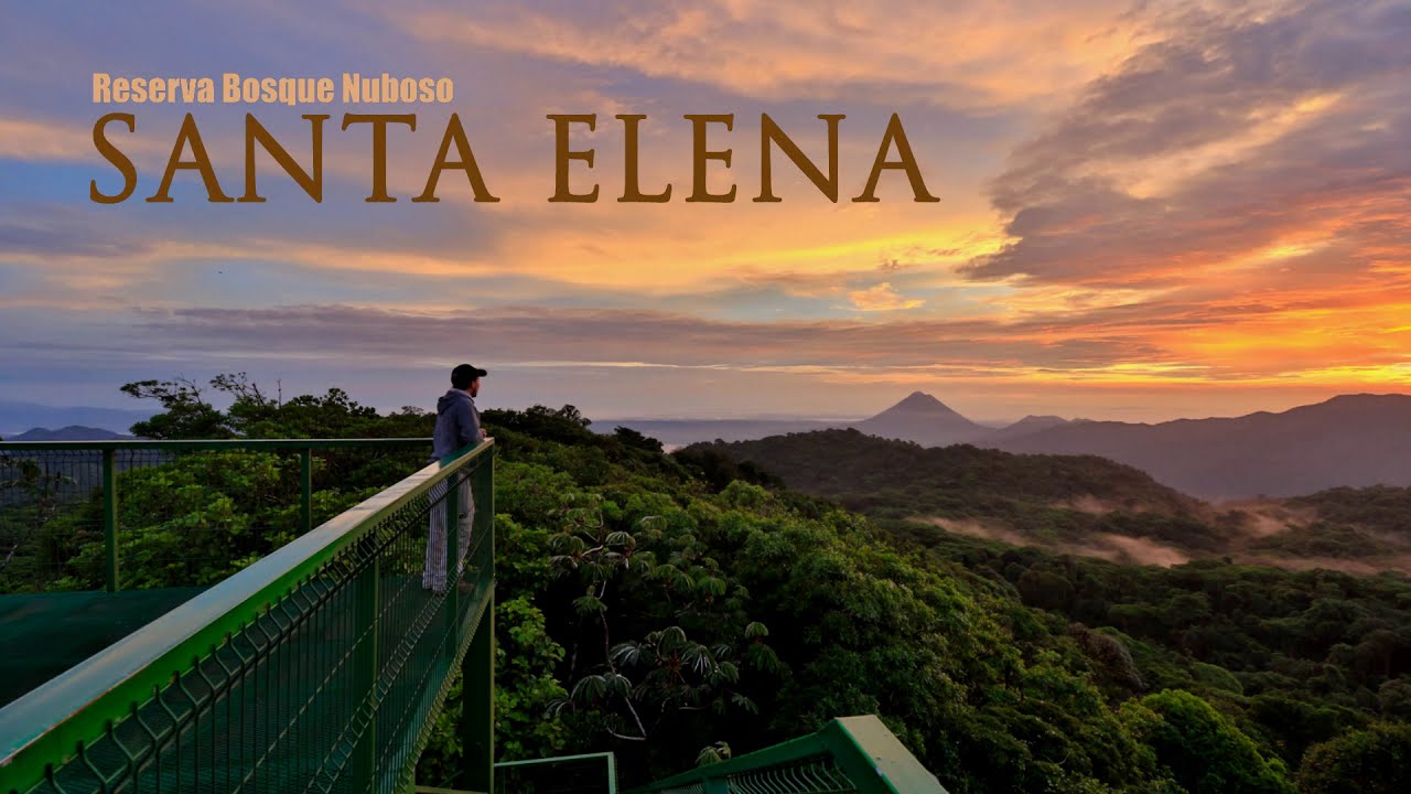 Reserva Bosque Nuboso Santa Elena al atardecer, mirador sobre el bosque nuboso de Monteverde, Costa Rica